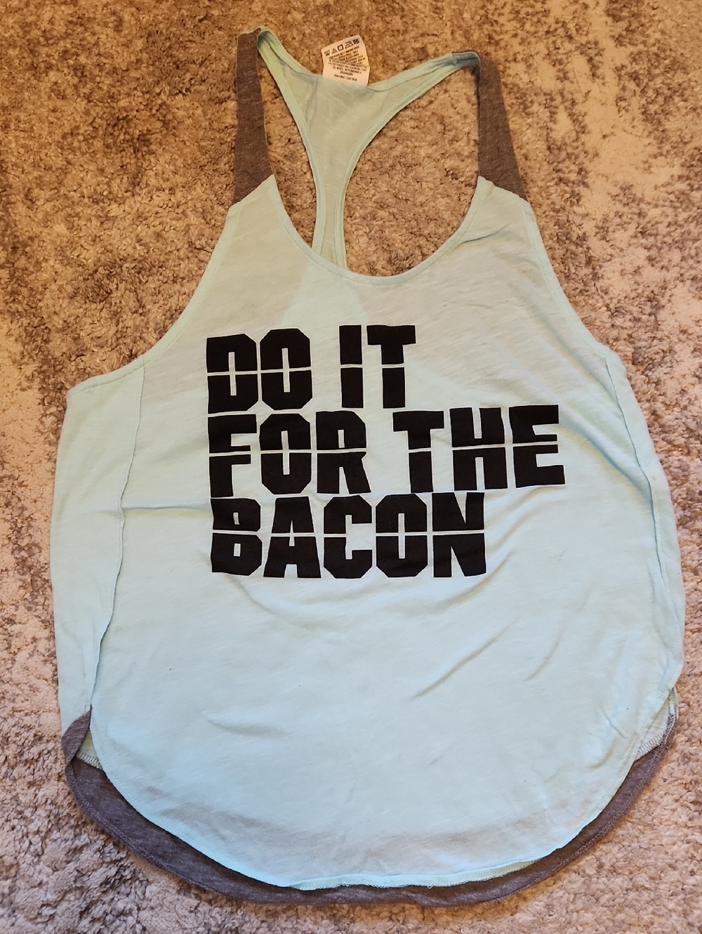Victoria's Secret PINK 'Do It For The Bacon' Light Blue Racerback Tank Top